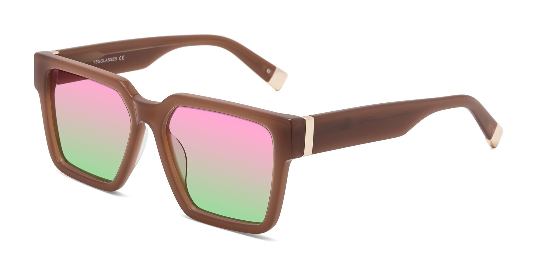 Angle of Prince in Caramel with Pink / Green Gradient Lenses