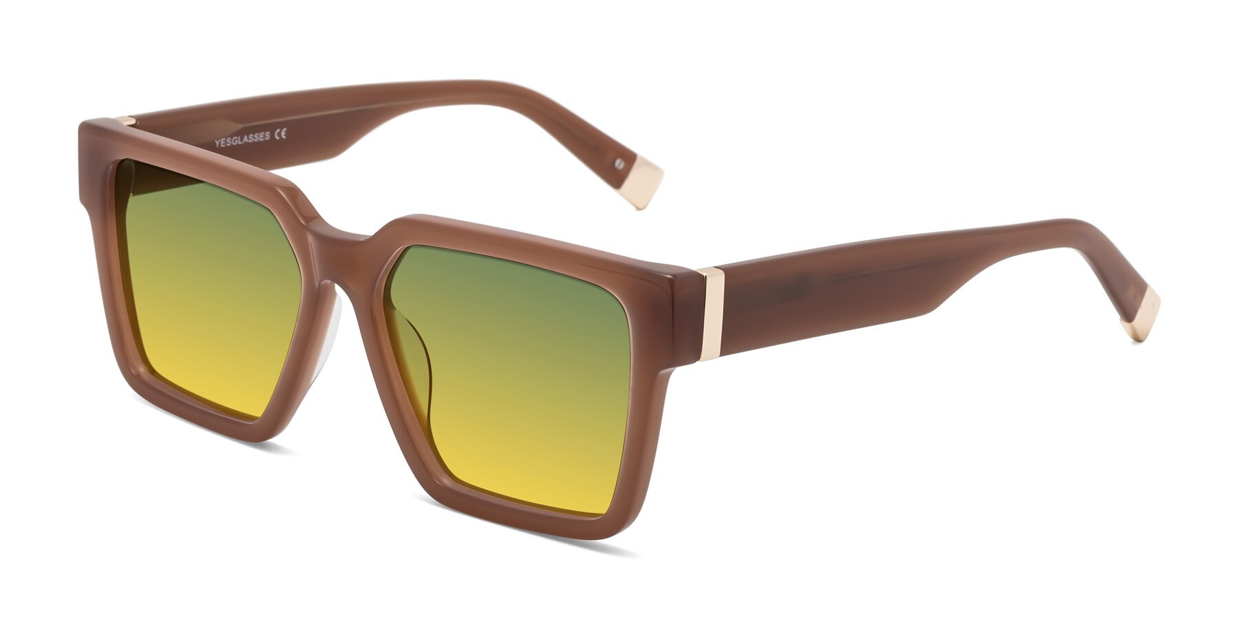 Angle of Prince in Caramel with Green / Yellow Gradient Lenses