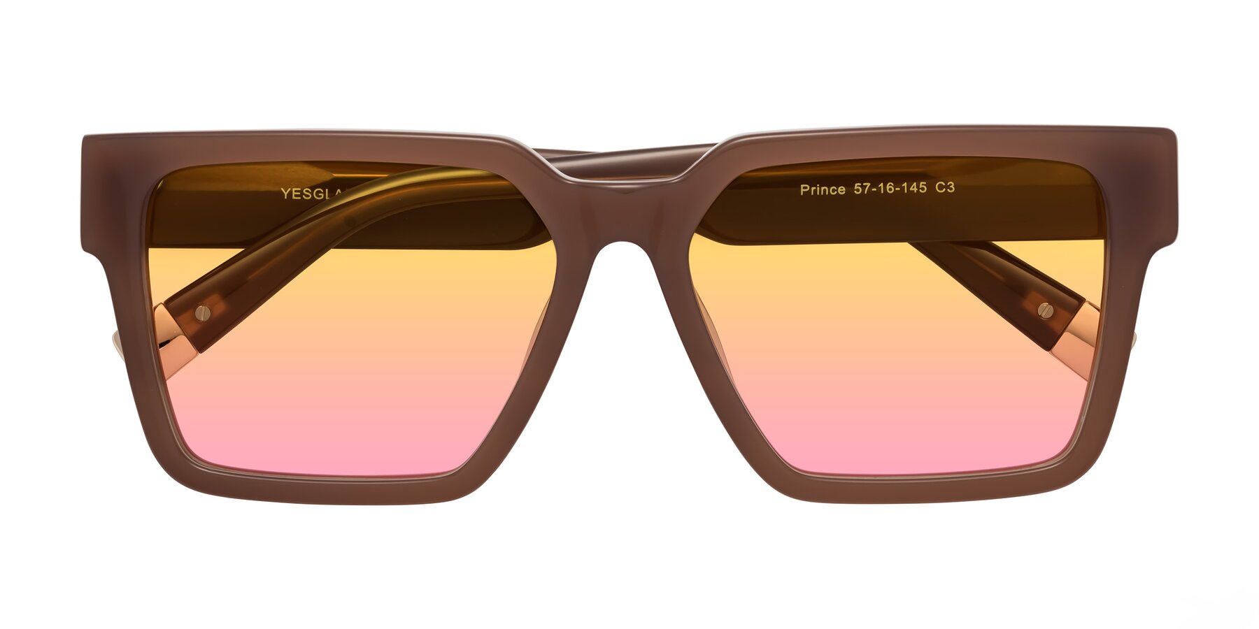 Folded Front of Prince in Caramel with Yellow / Pink Gradient Lenses