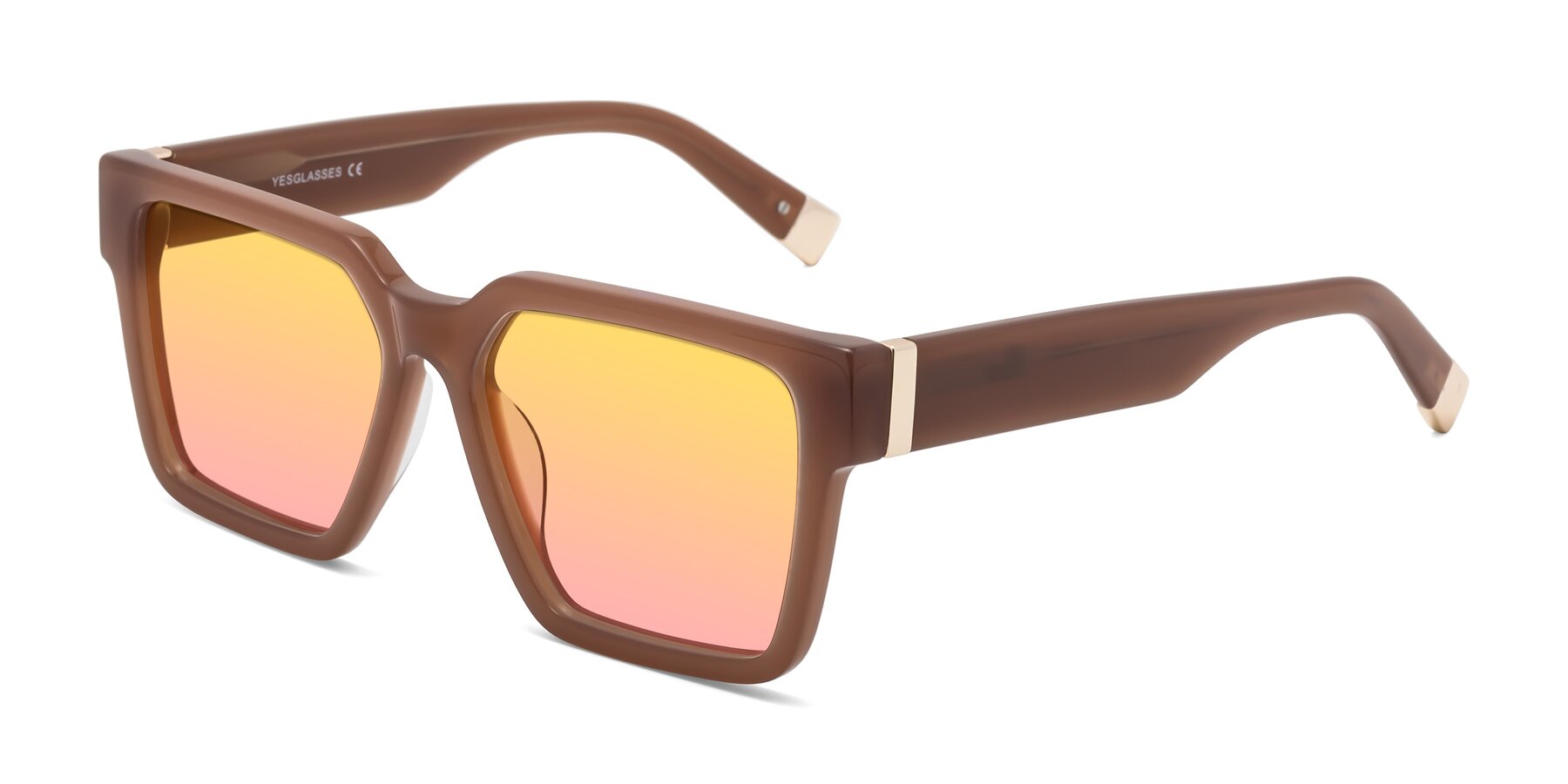 Angle of Prince in Caramel with Yellow / Pink Gradient Lenses