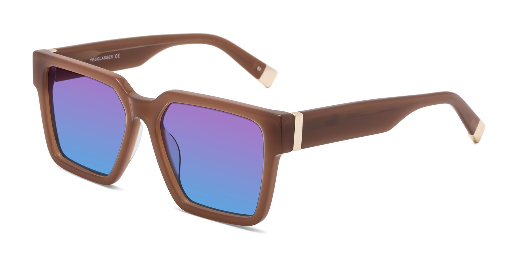 Angle of Prince in Caramel with Purple / Blue Gradient Lenses