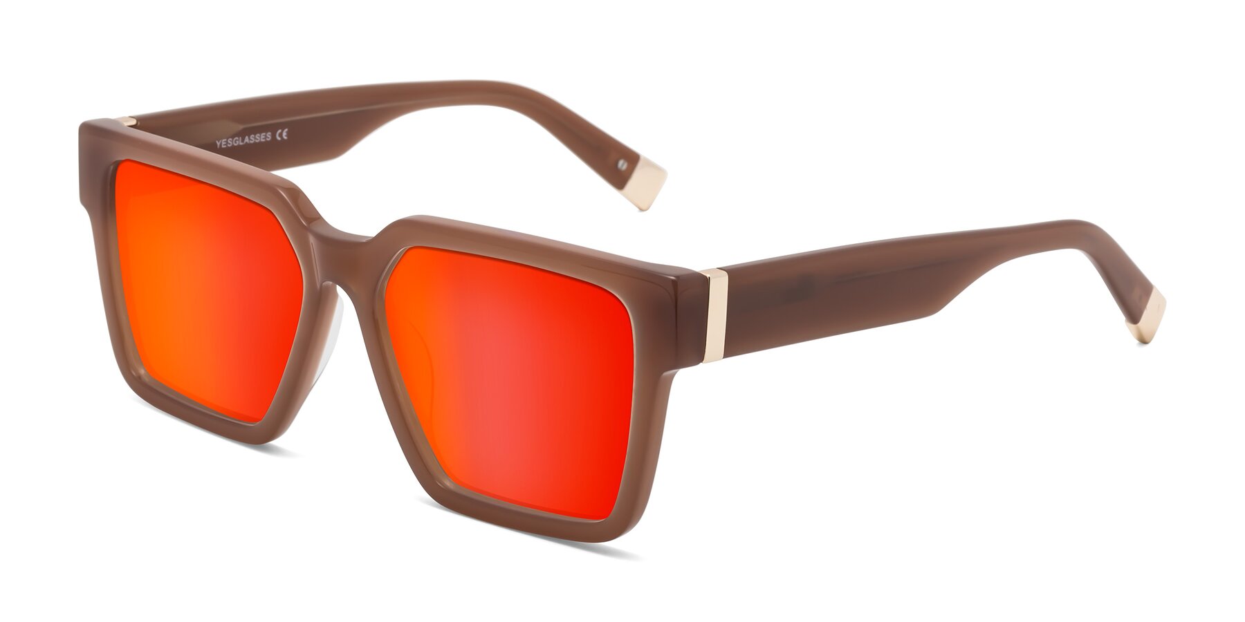 Angle of Prince in Caramel with Red Gold Mirrored Lenses