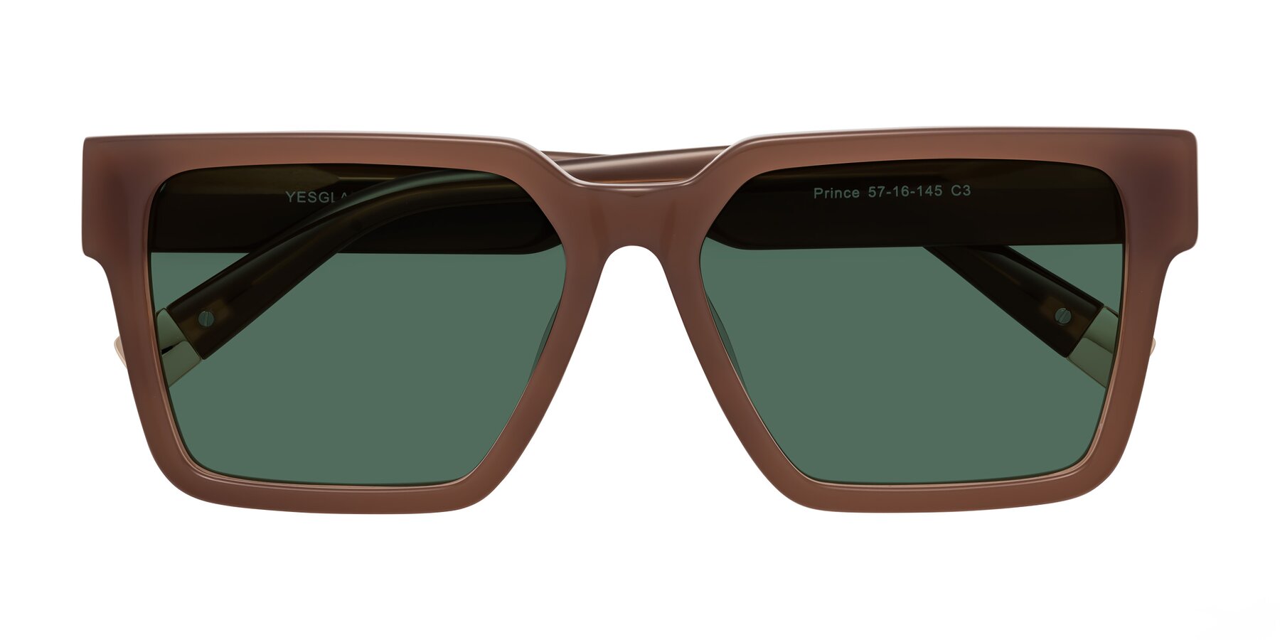 Folded Front of Prince in Caramel with Green Polarized Lenses