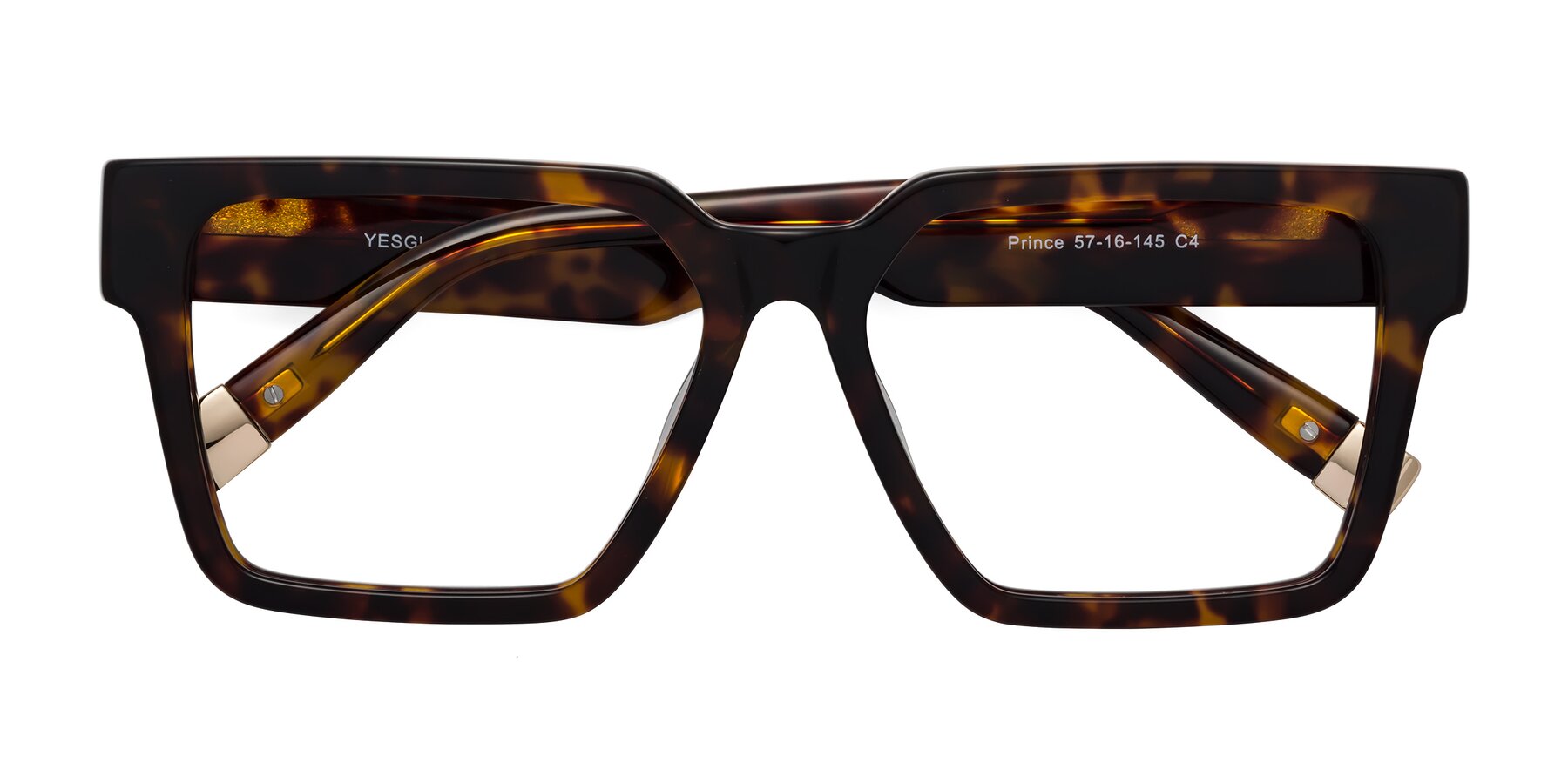 Folded Front of Prince in Tortoise with Clear Reading Eyeglass Lenses