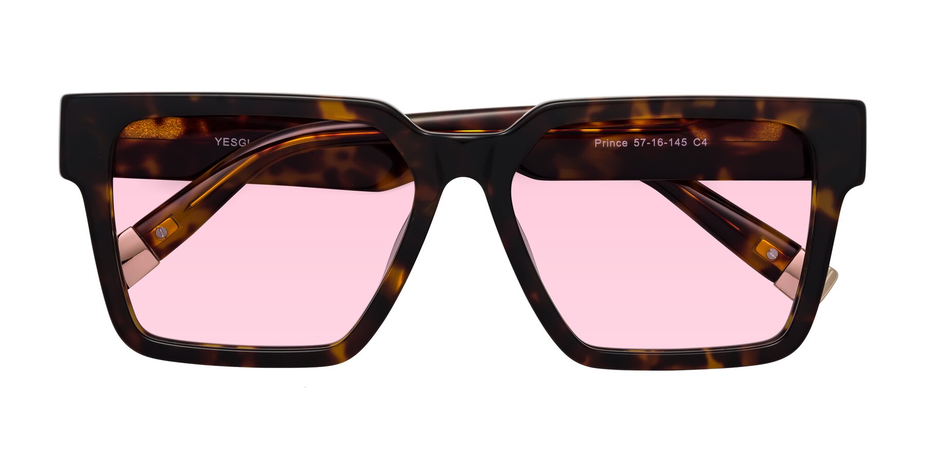 Folded Front of Prince in Tortoise with Light Pink Tinted Lenses