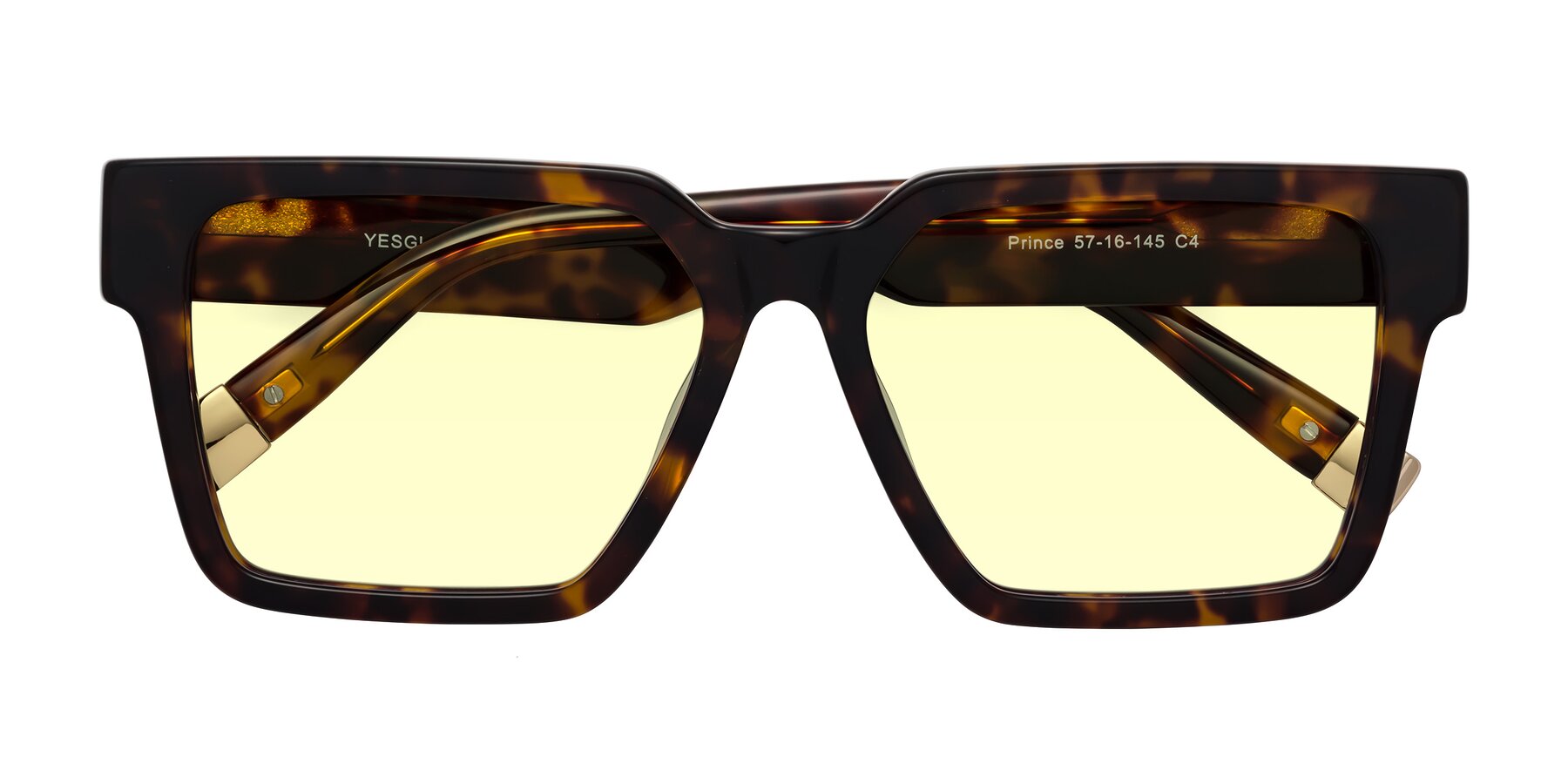 Folded Front of Prince in Tortoise with Light Yellow Tinted Lenses