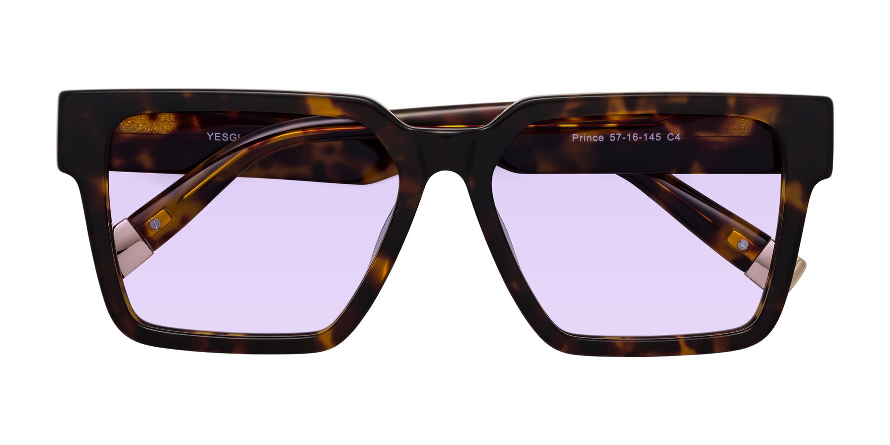 Folded Front of Prince in Tortoise with Light Purple Tinted Lenses