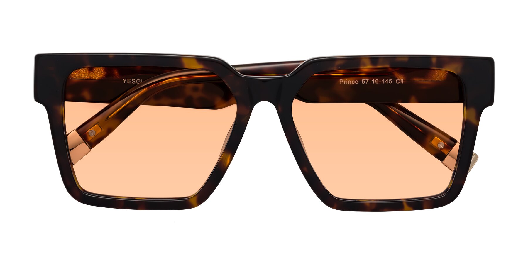 Folded Front of Prince in Tortoise with Light Orange Tinted Lenses