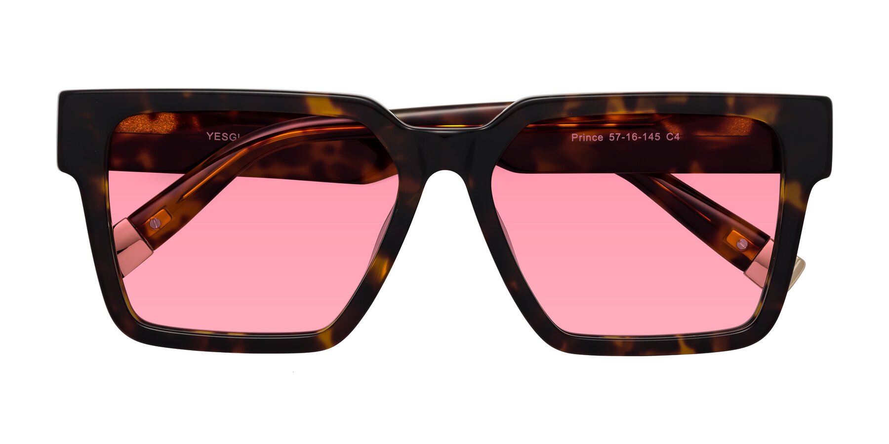 Folded Front of Prince in Tortoise with Pink Tinted Lenses