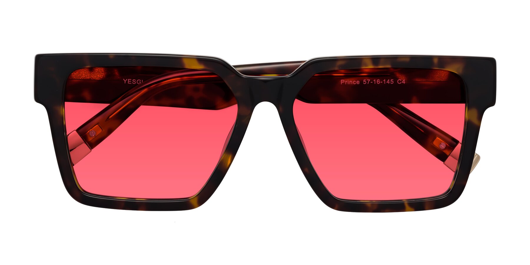 Folded Front of Prince in Tortoise with Red Tinted Lenses