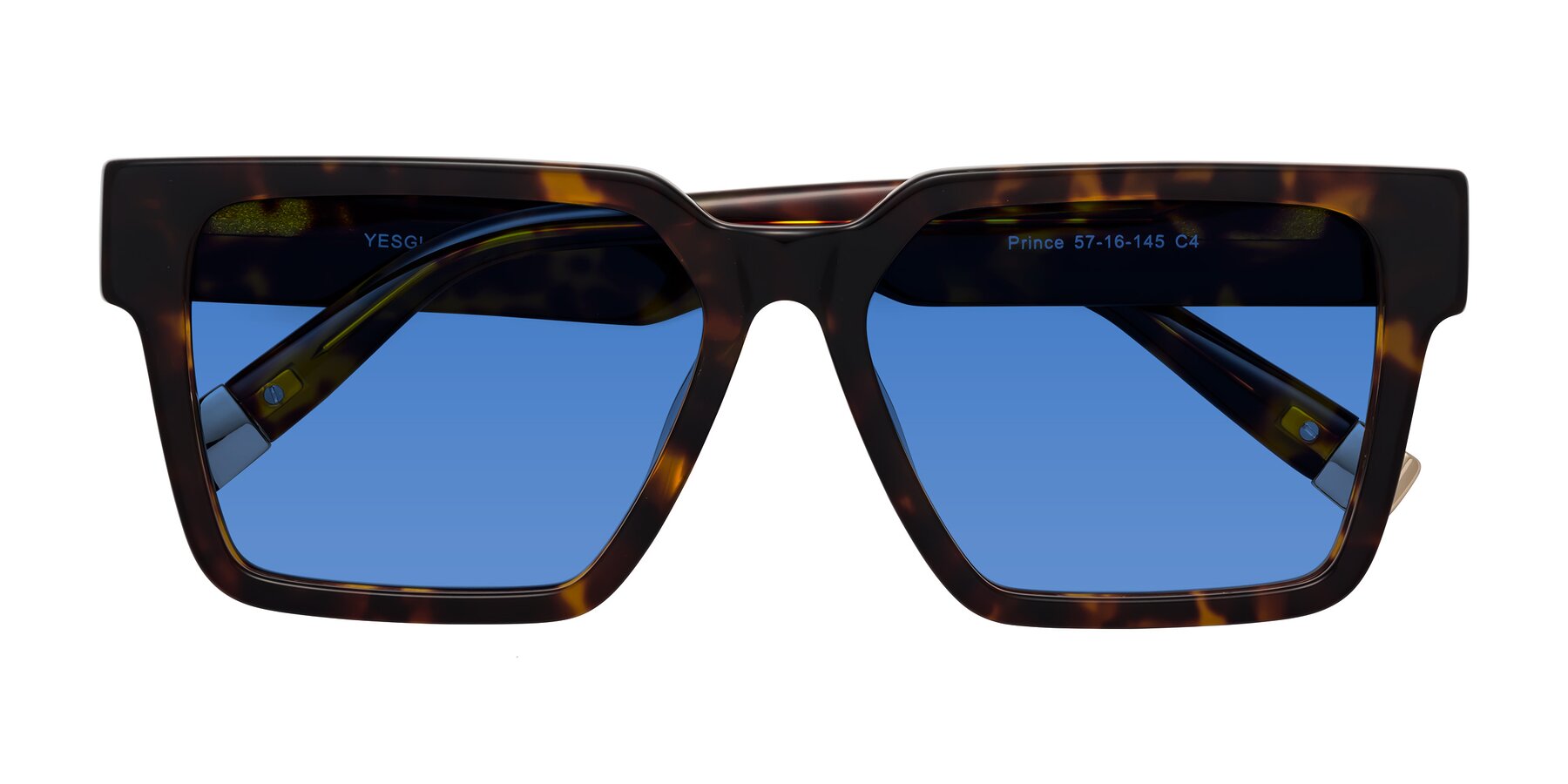 Folded Front of Prince in Tortoise with Blue Tinted Lenses