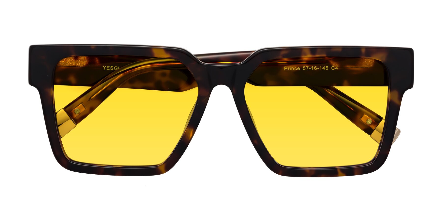 Folded Front of Prince in Tortoise with Yellow Tinted Lenses