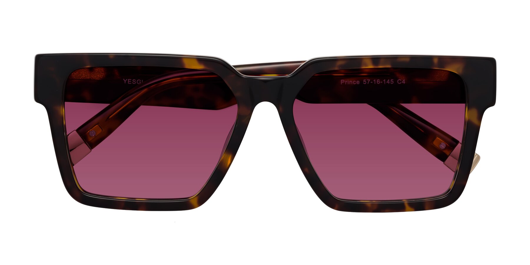 Folded Front of Prince in Tortoise with Wine Tinted Lenses