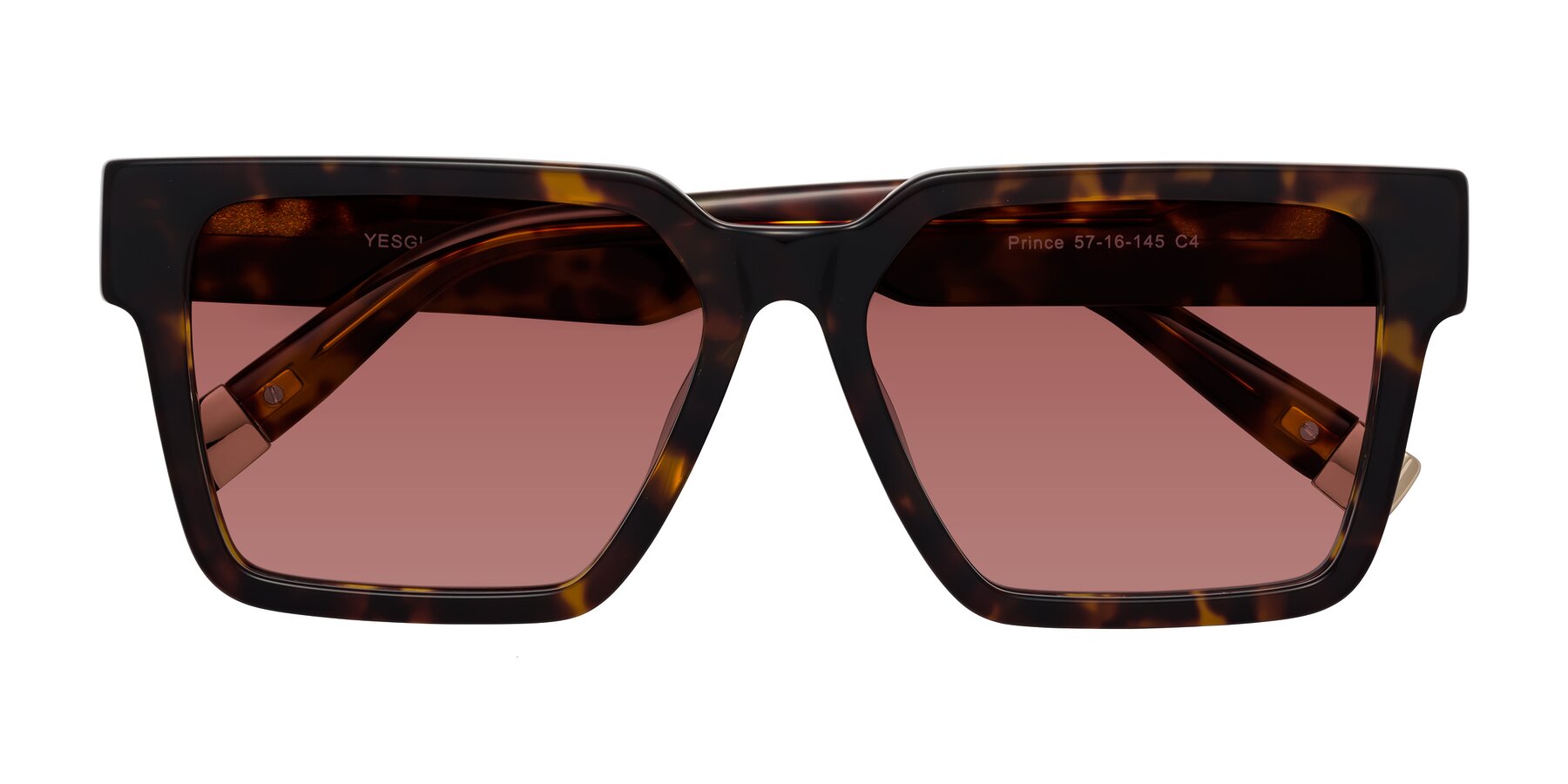 Folded Front of Prince in Tortoise with Garnet Tinted Lenses