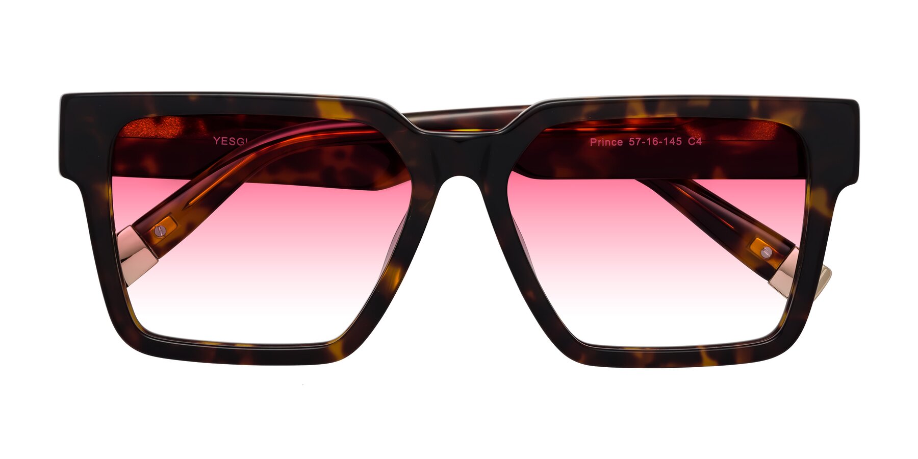 Folded Front of Prince in Tortoise with Pink Gradient Lenses