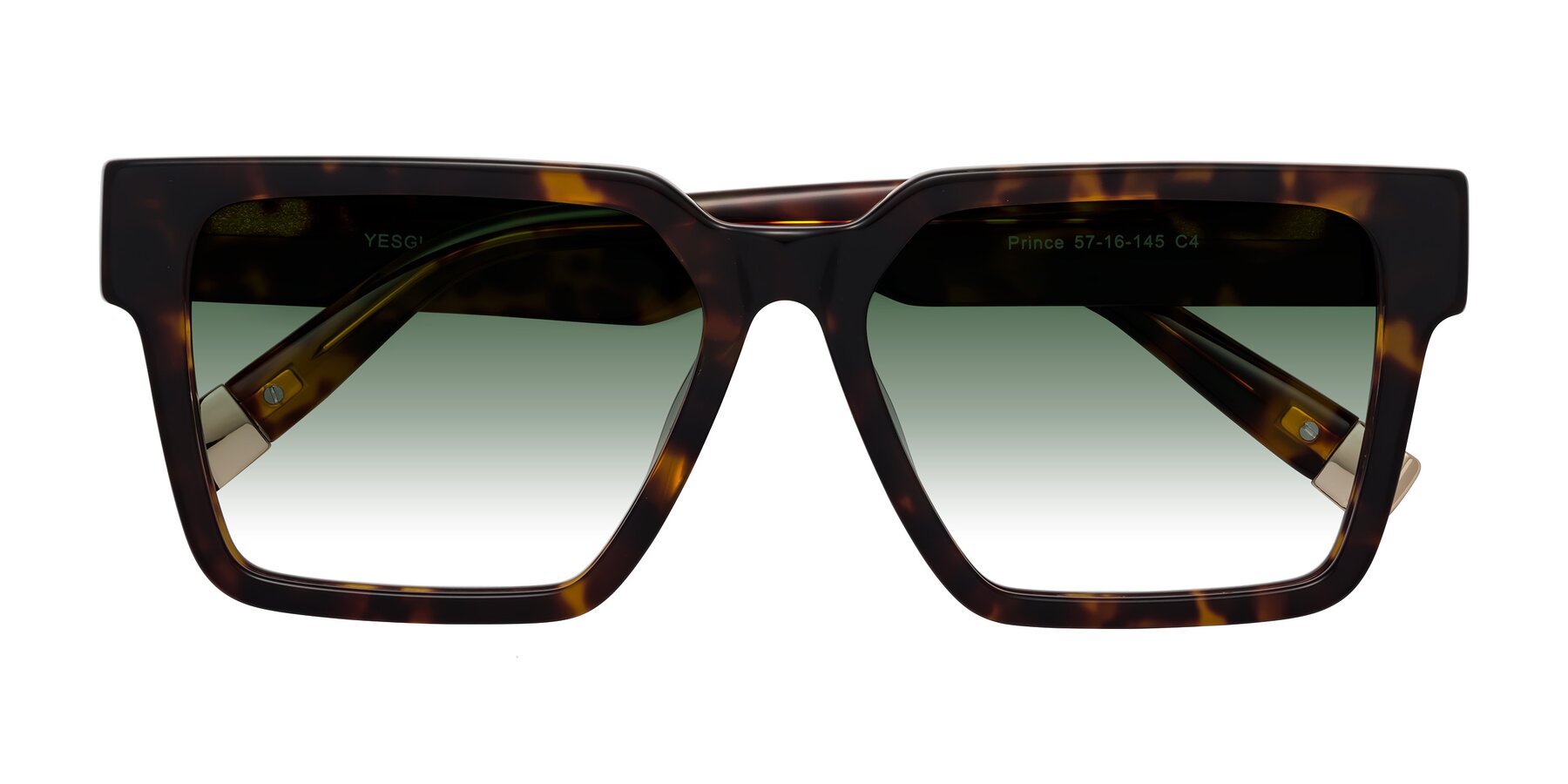 Folded Front of Prince in Tortoise with Green Gradient Lenses