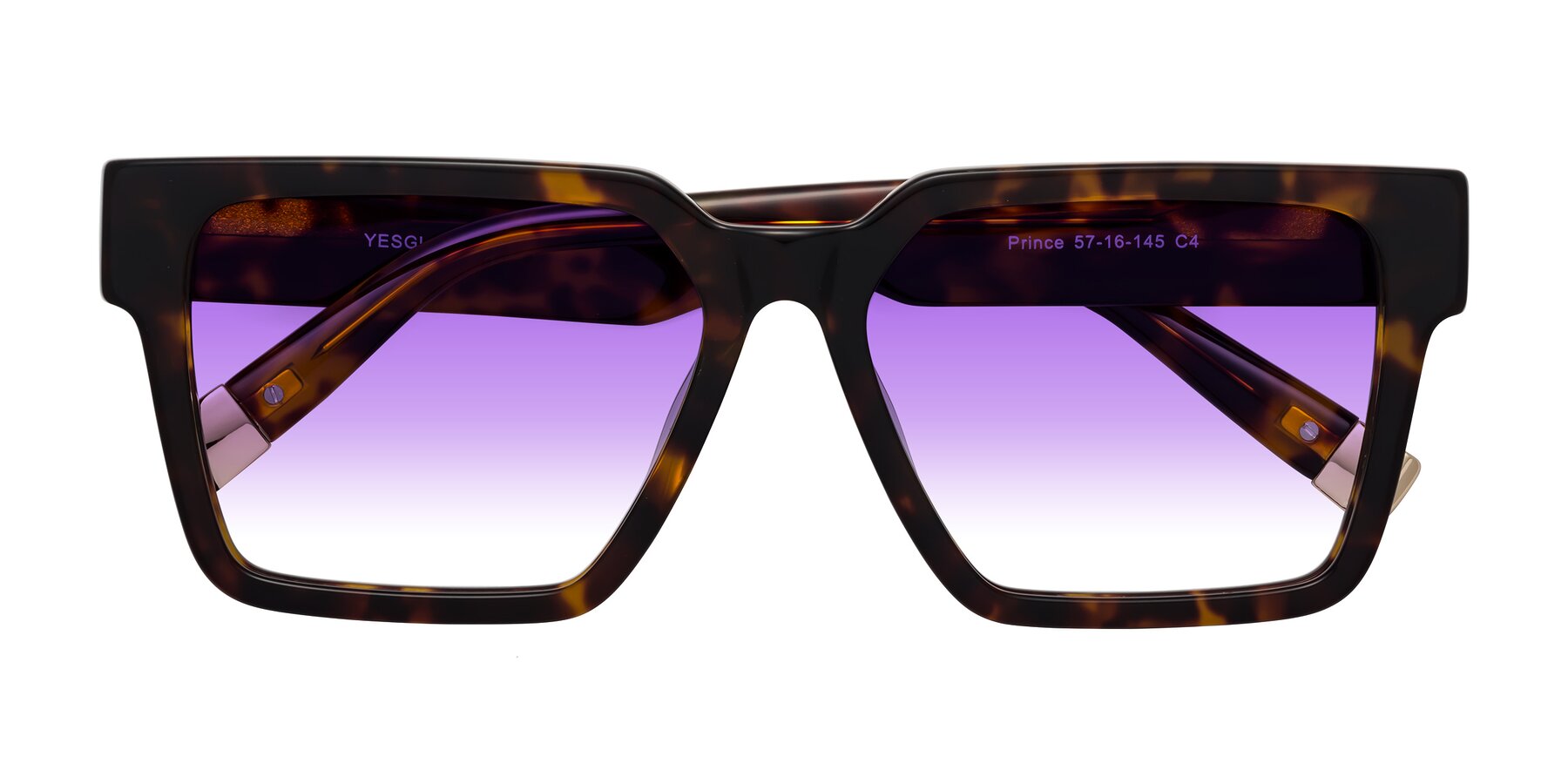 Folded Front of Prince in Tortoise with Purple Gradient Lenses