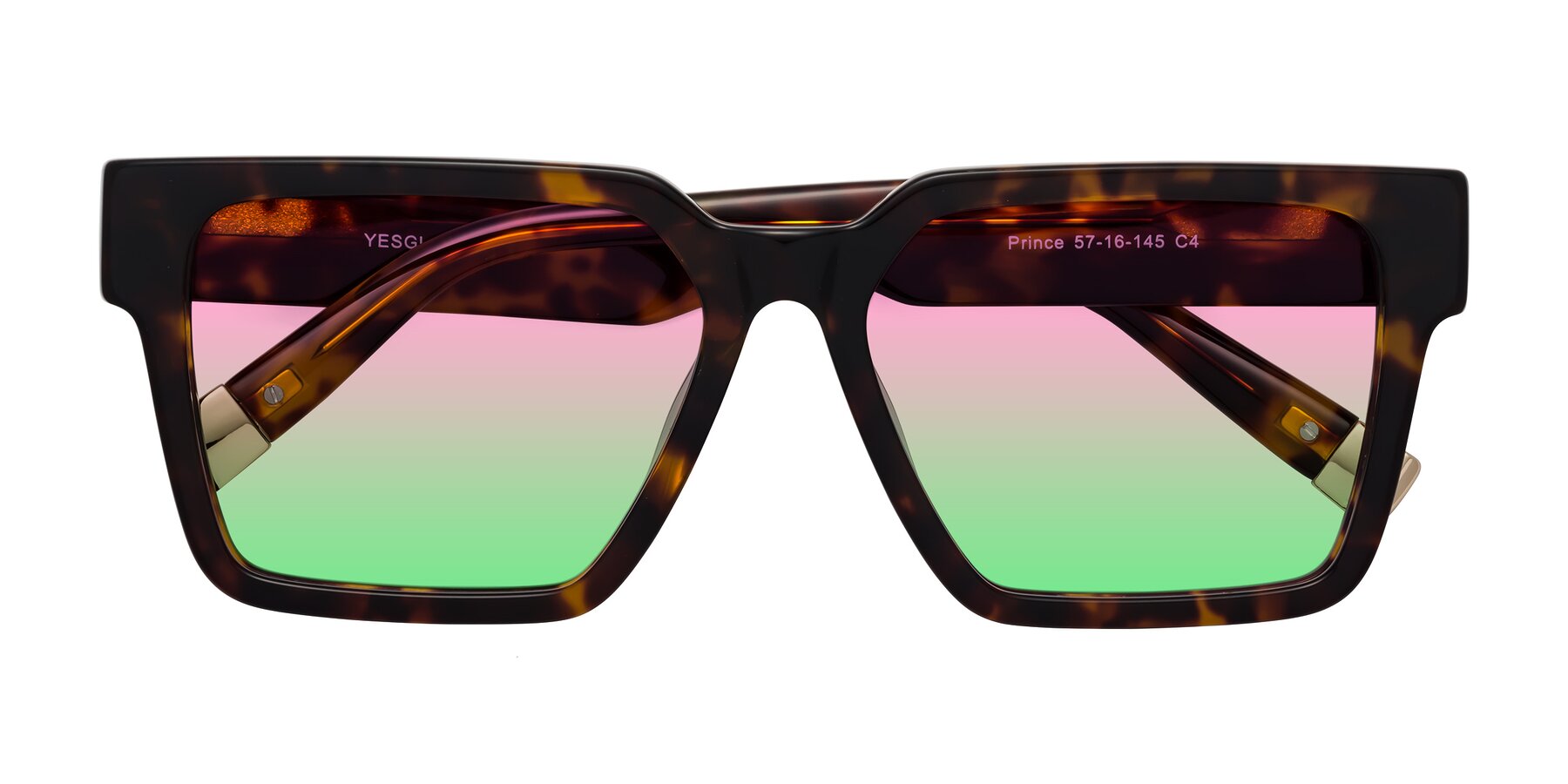 Folded Front of Prince in Tortoise with Pink / Green Gradient Lenses