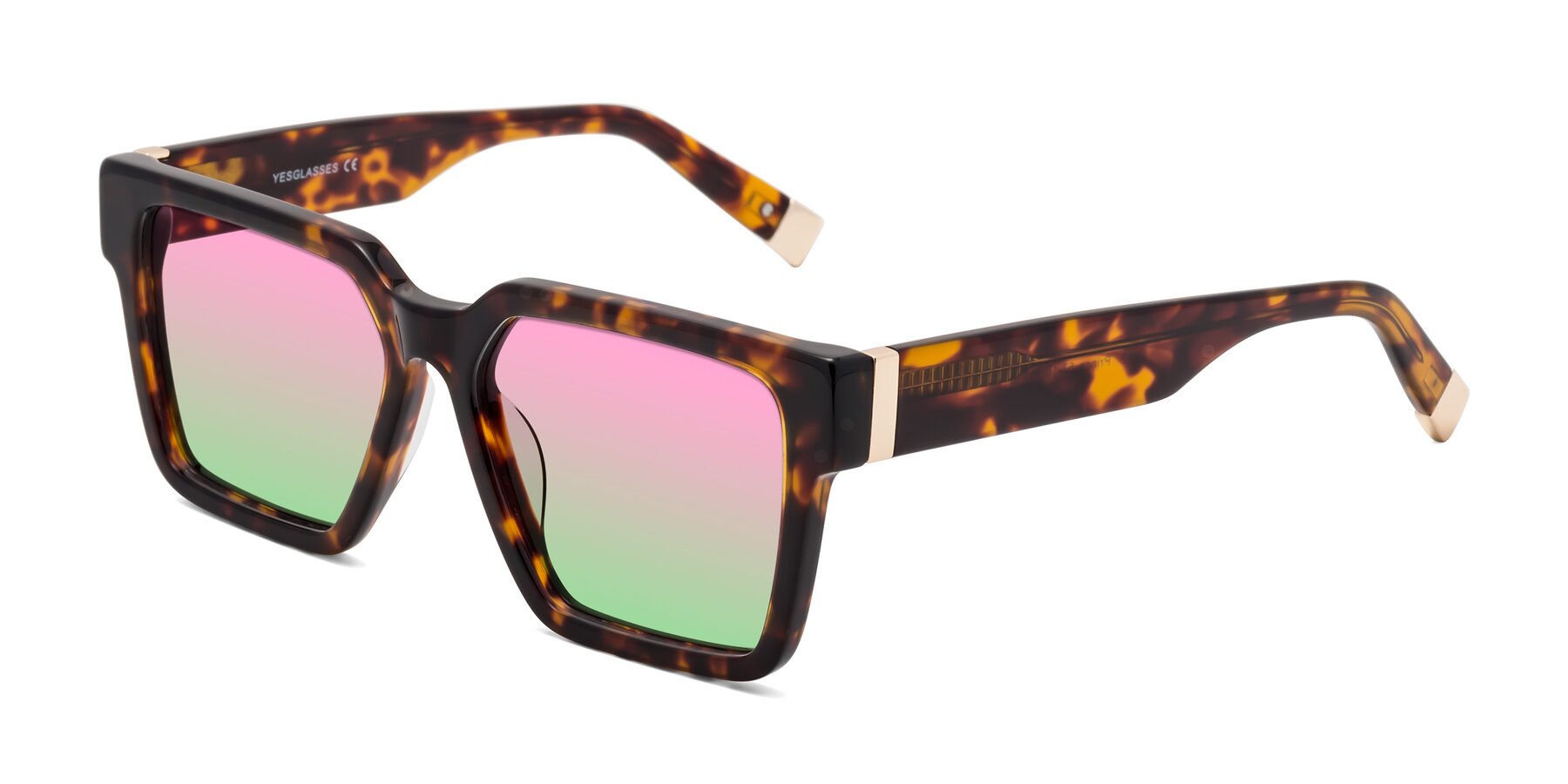 Angle of Prince in Tortoise with Pink / Green Gradient Lenses