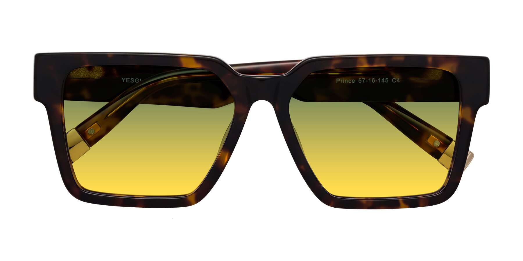 Folded Front of Prince in Tortoise with Green / Yellow Gradient Lenses