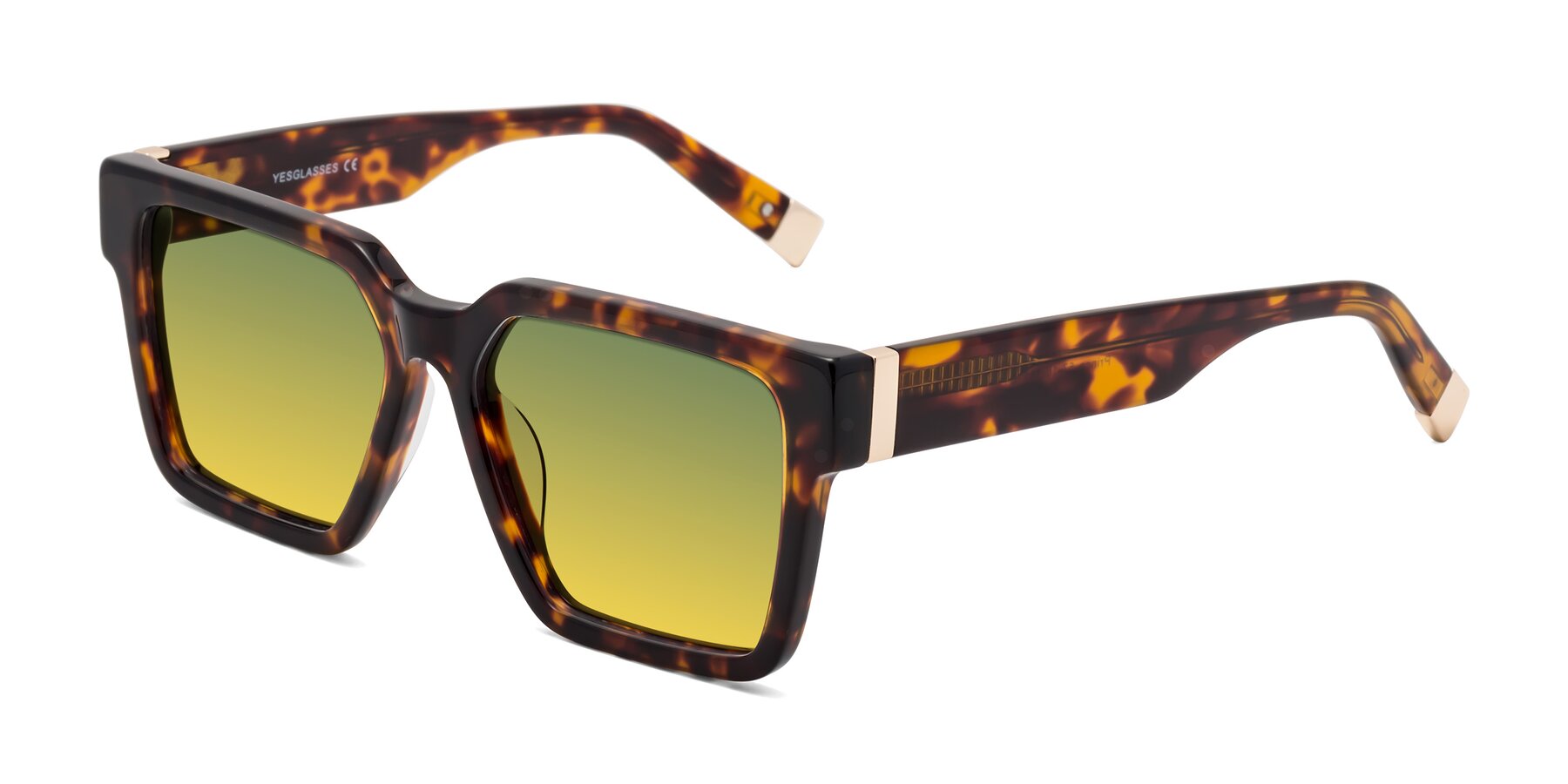 Angle of Prince in Tortoise with Green / Yellow Gradient Lenses