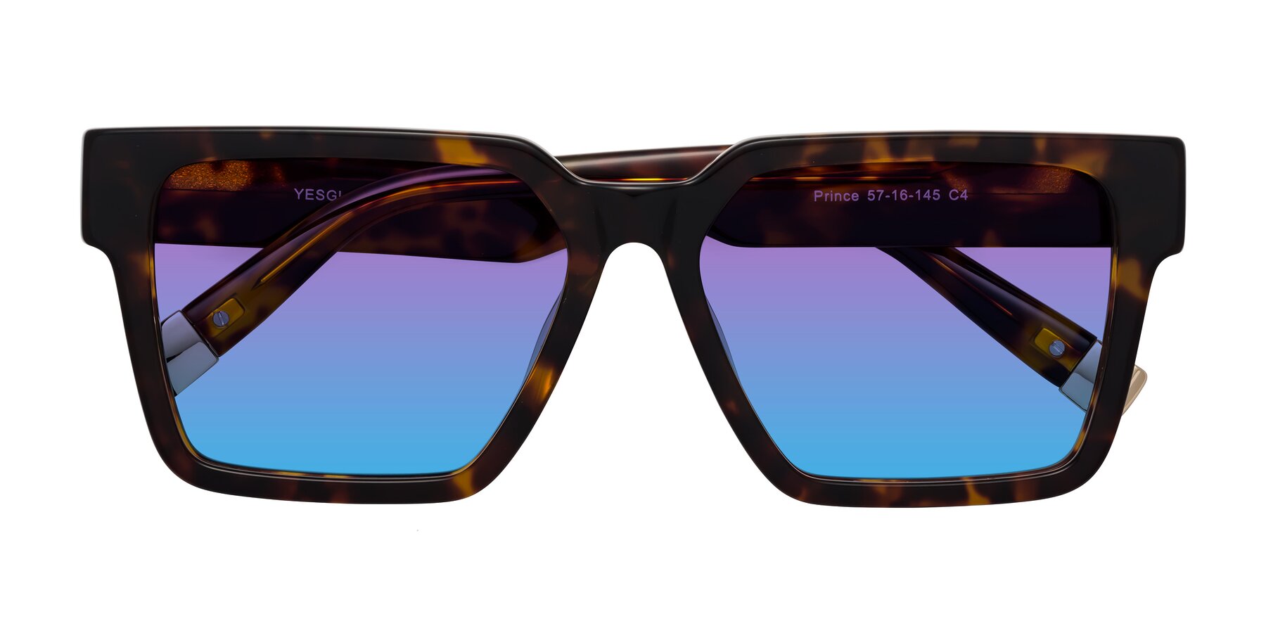 Folded Front of Prince in Tortoise with Purple / Blue Gradient Lenses