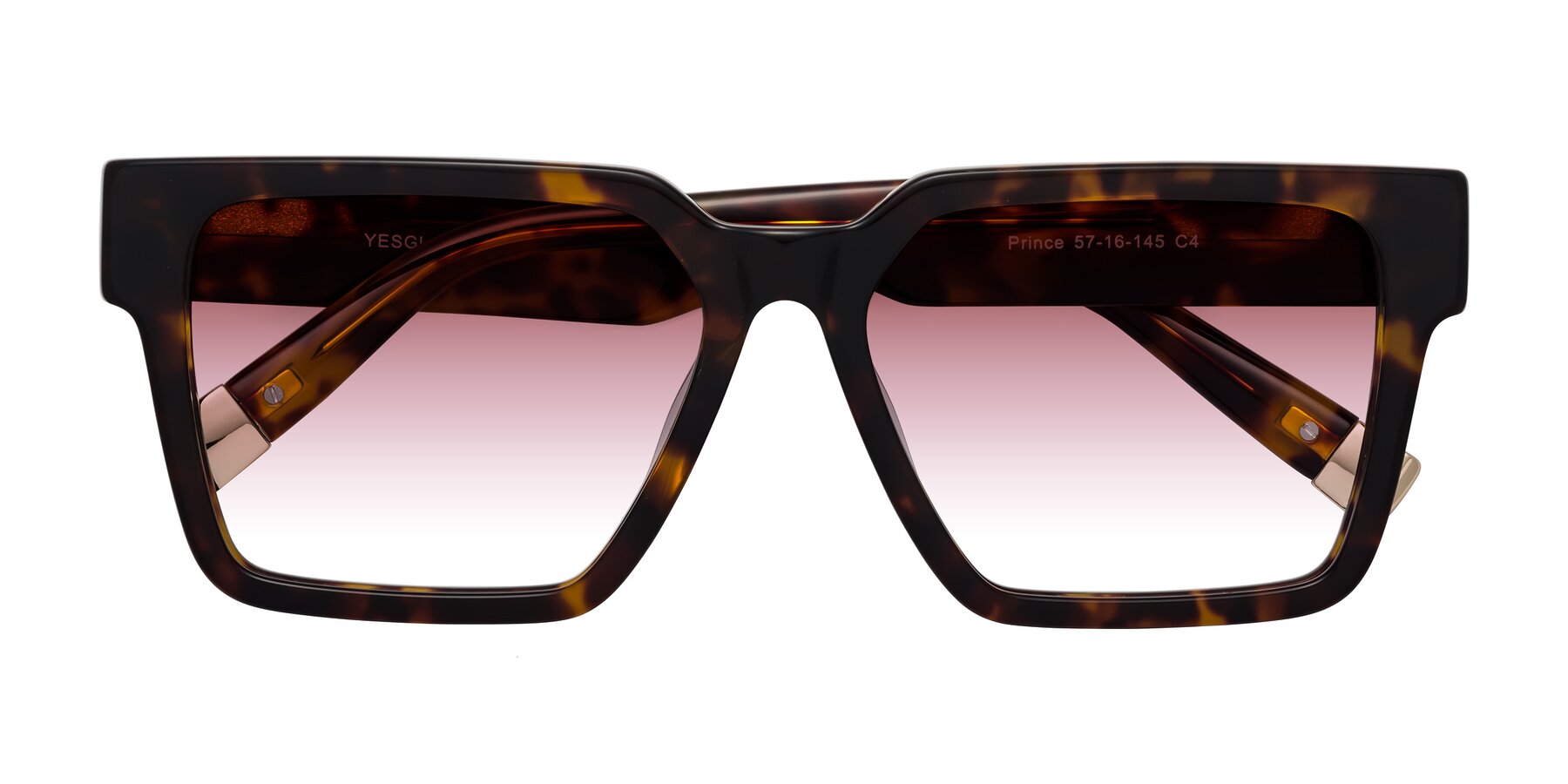 Folded Front of Prince in Tortoise with Garnet Gradient Lenses