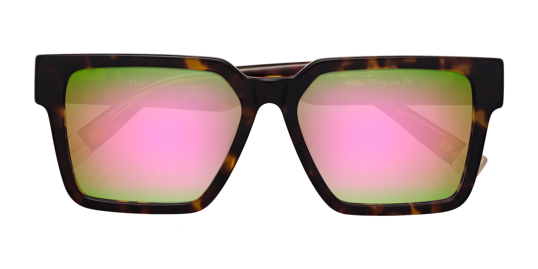 Folded Front of Prince in Tortoise with Pink Mirrored Lenses