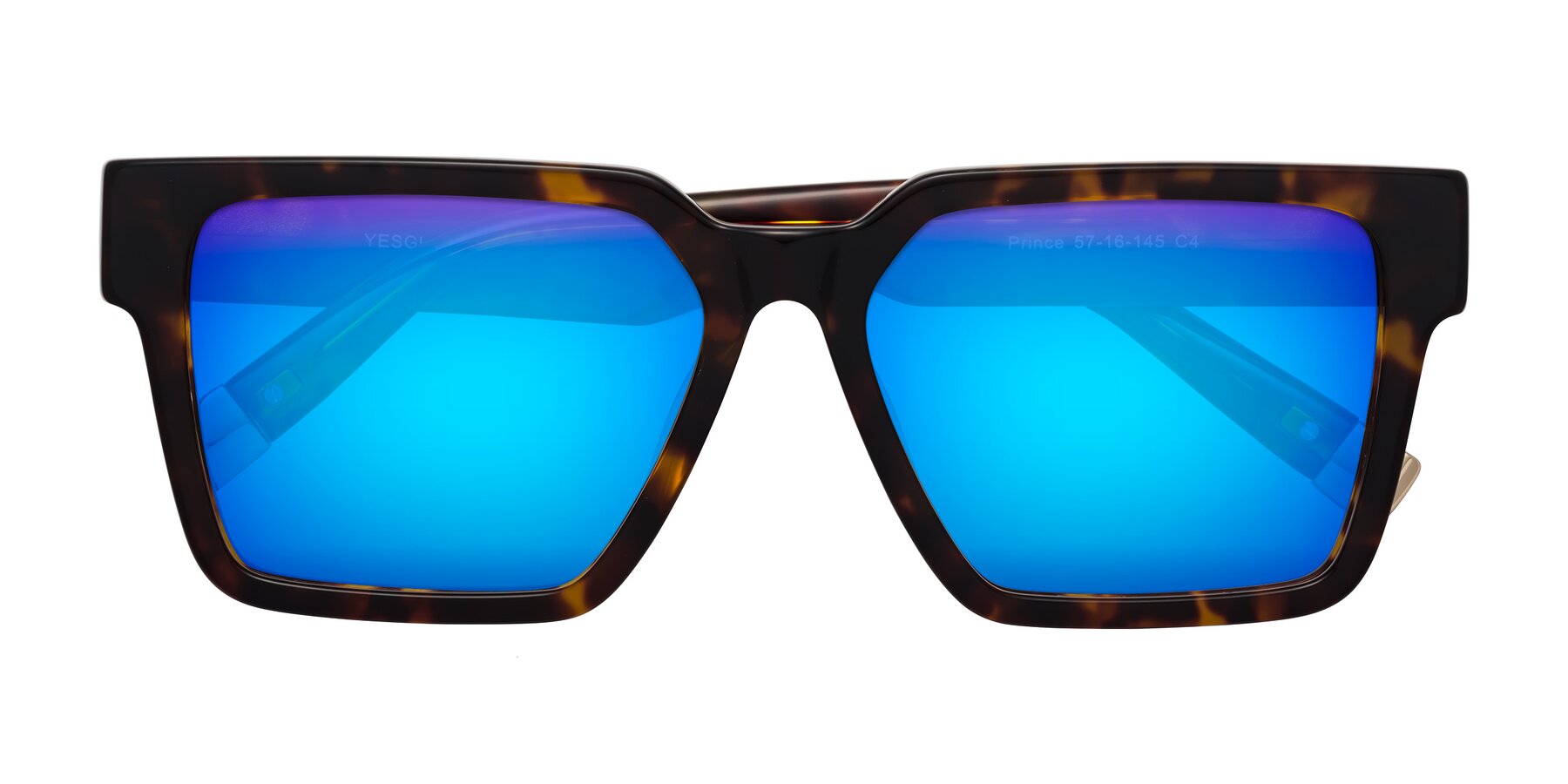 Folded Front of Prince in Tortoise with Blue Mirrored Lenses