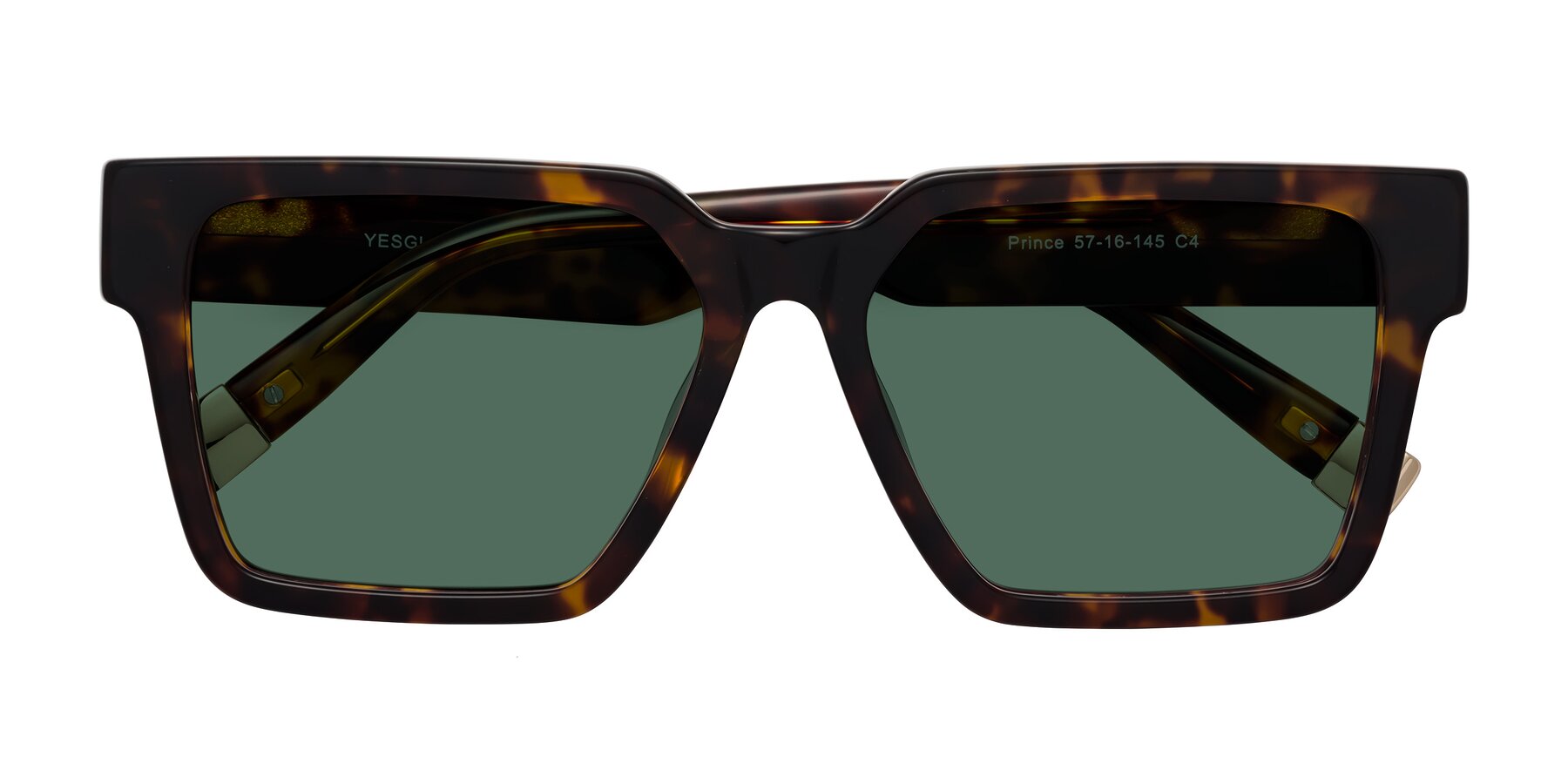 Folded Front of Prince in Tortoise with Green Polarized Lenses