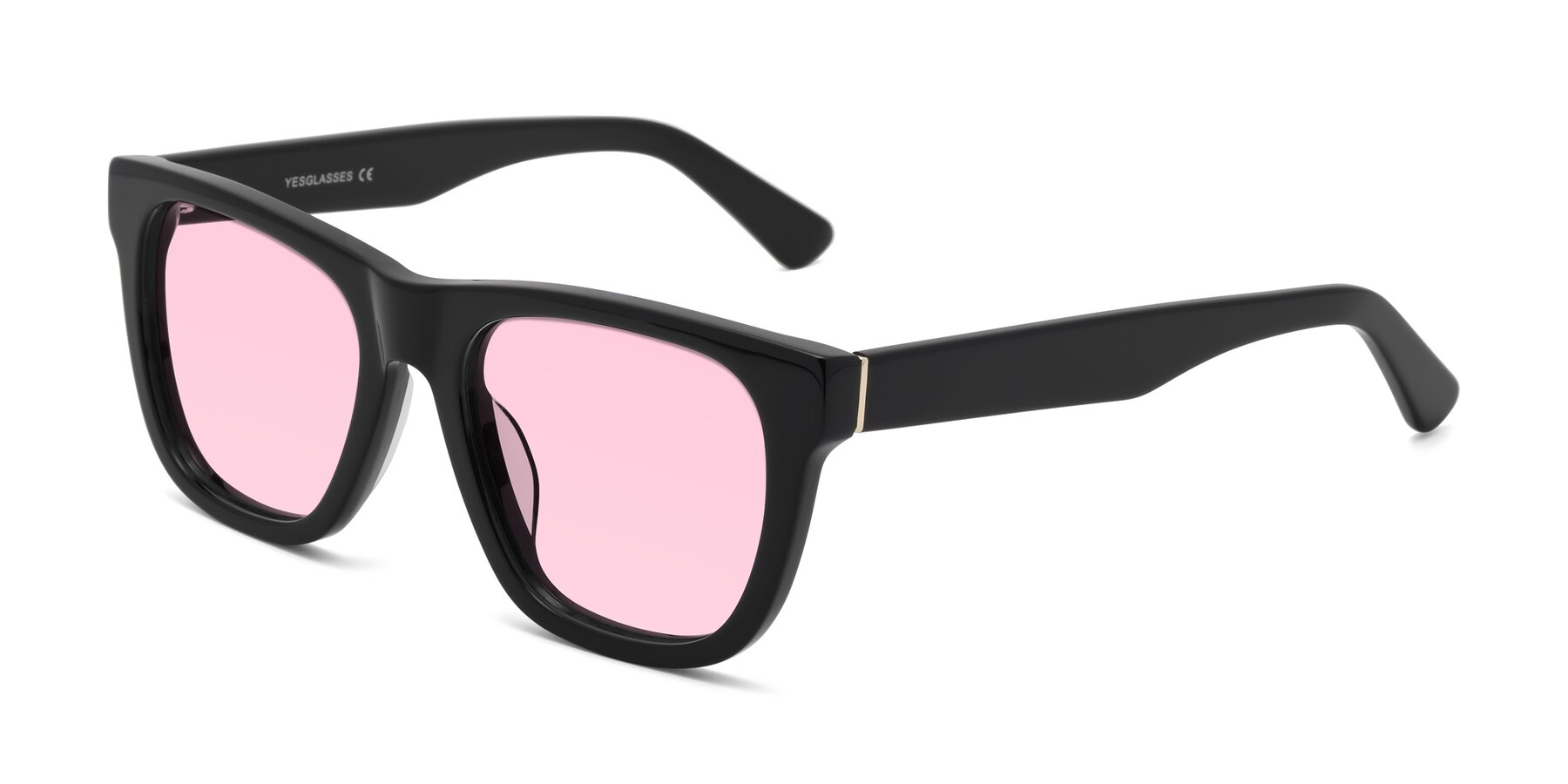 Angle of Pearls in Black with Light Pink Tinted Lenses