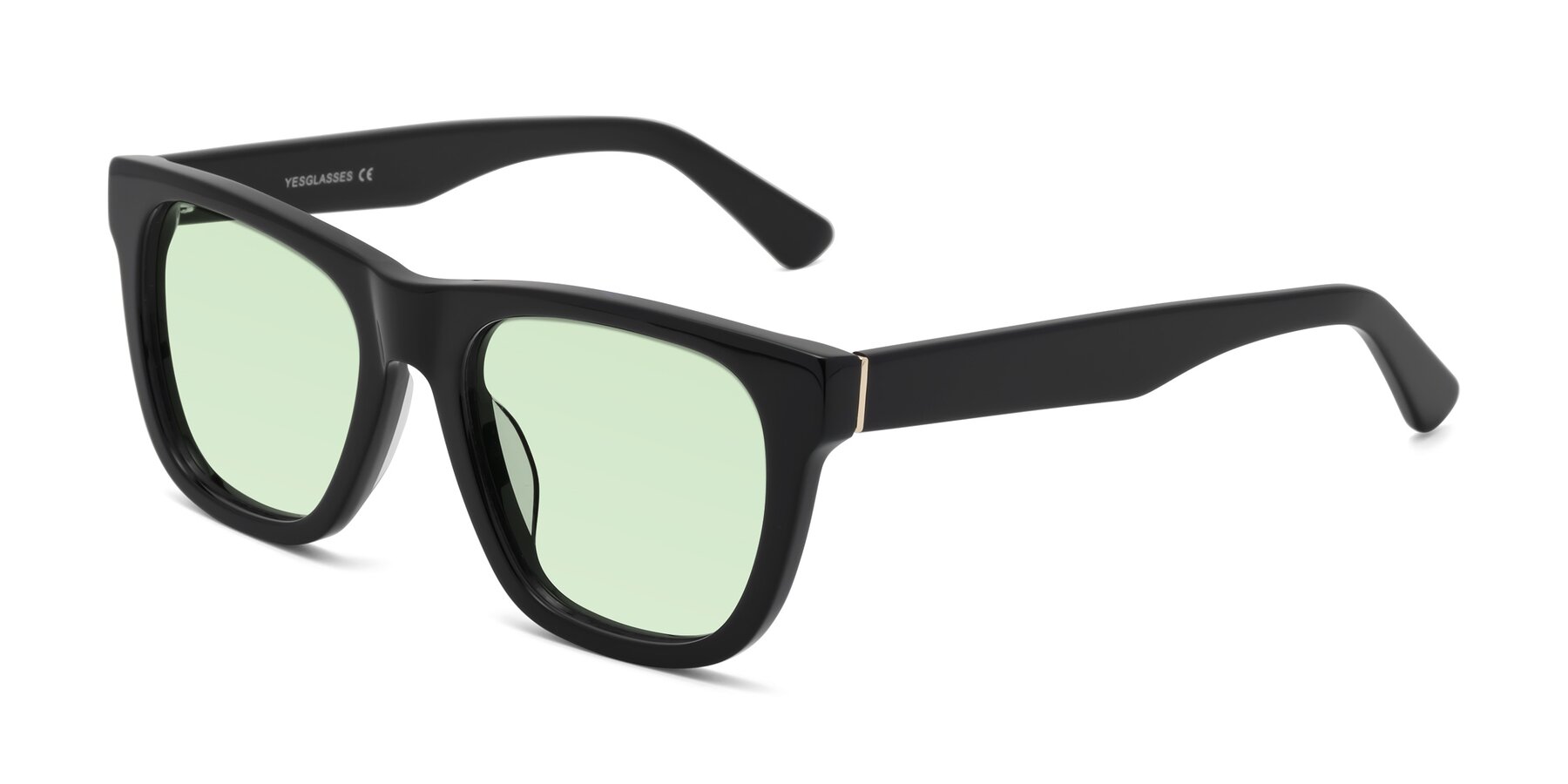 Angle of Pearls in Black with Light Green Tinted Lenses