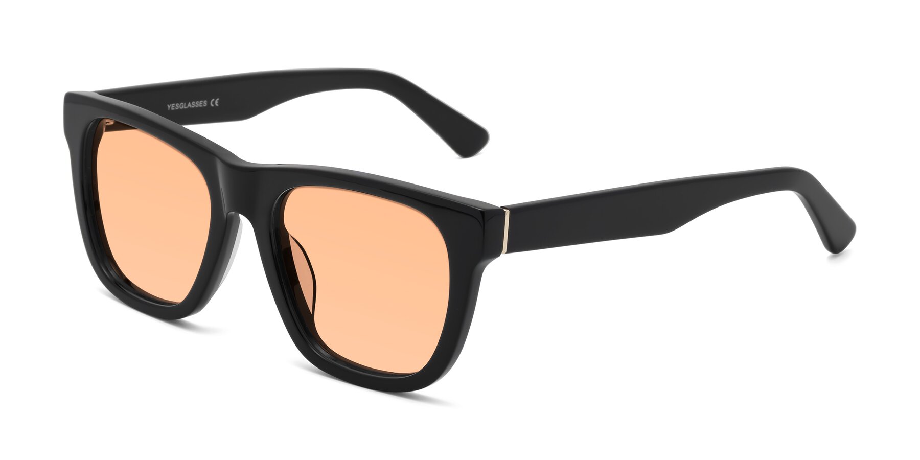 Angle of Pearls in Black with Light Orange Tinted Lenses