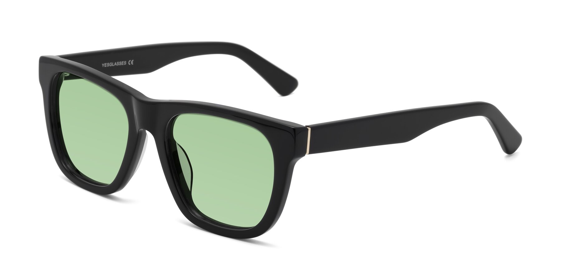 Angle of Pearls in Black with Medium Green Tinted Lenses