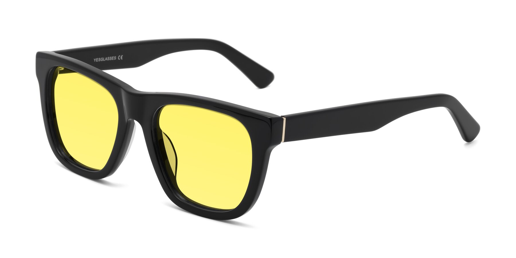 Angle of Pearls in Black with Medium Yellow Tinted Lenses