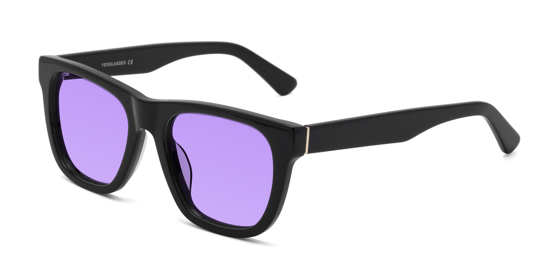 Angle of Pearls in Black with Medium Purple Tinted Lenses