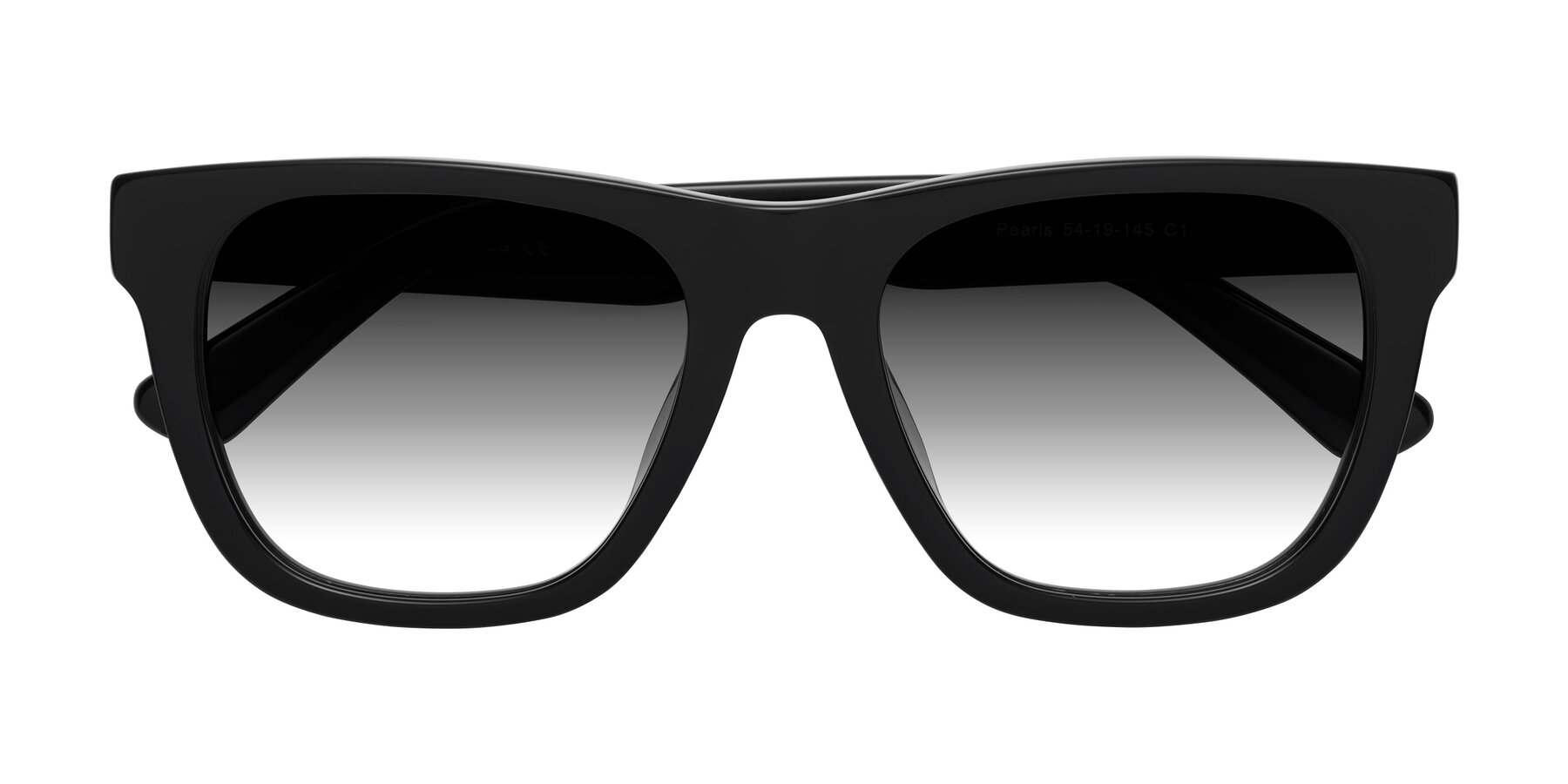 Folded Front of Pearls in Black with Gray Gradient Lenses