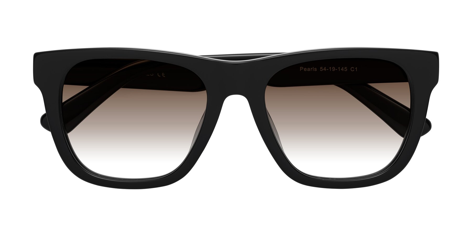 Folded Front of Pearls in Black with Brown Gradient Lenses