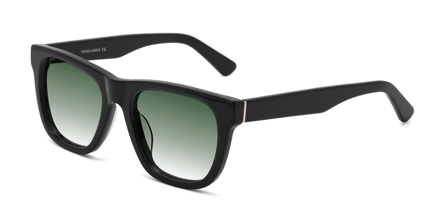 Angle of Pearls in Black with Green Gradient Lenses