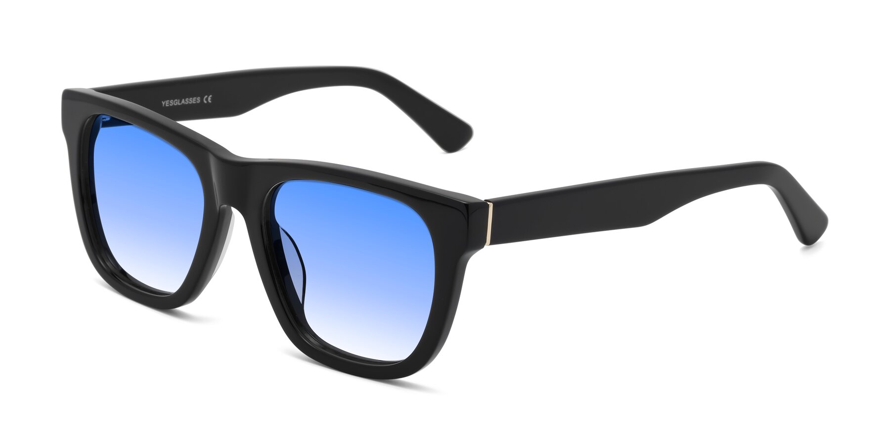 Angle of Pearls in Black with Blue Gradient Lenses