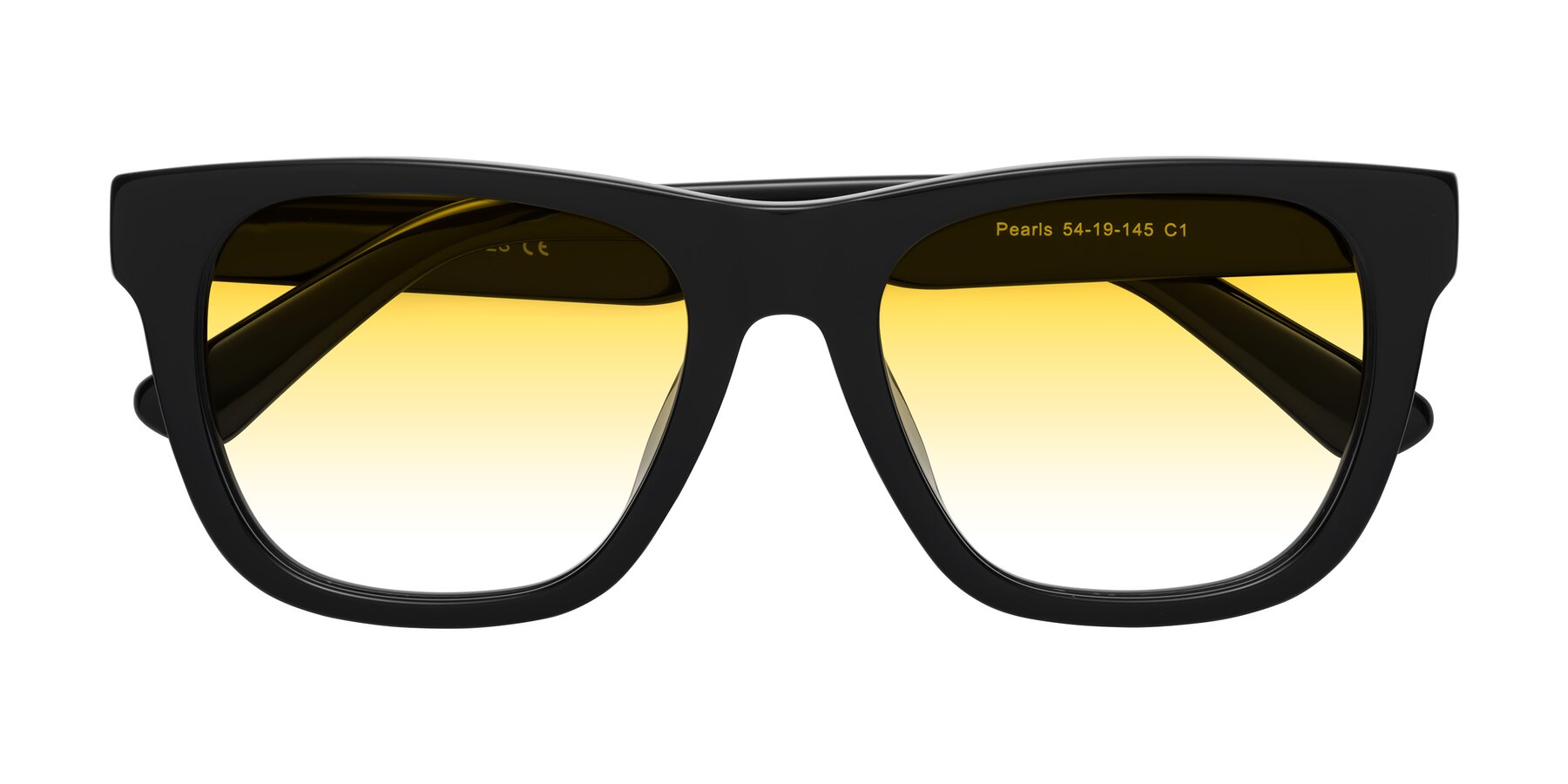 Folded Front of Pearls in Black with Yellow Gradient Lenses