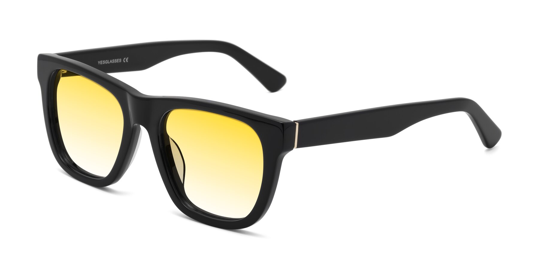 Angle of Pearls in Black with Yellow Gradient Lenses