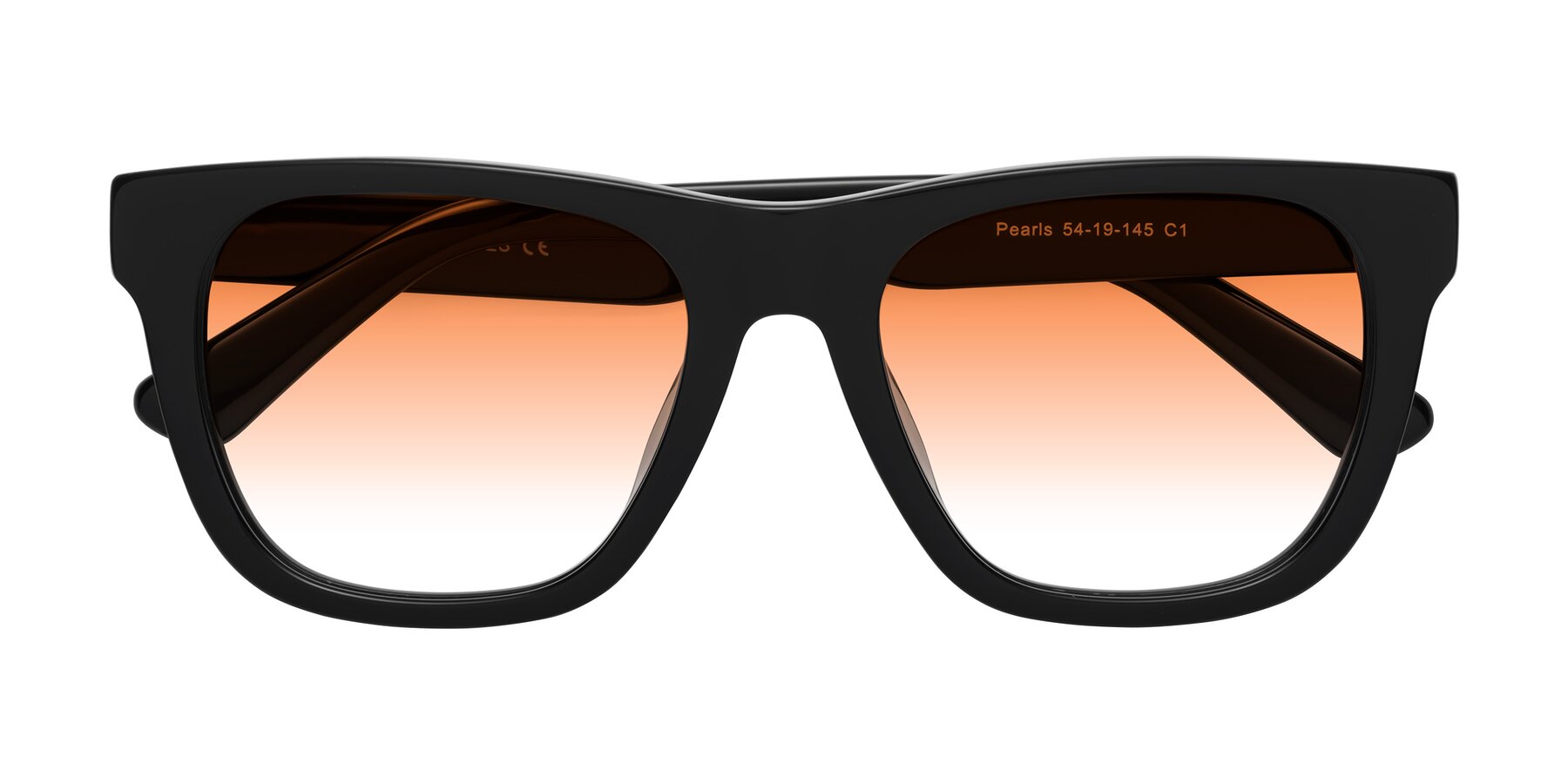 Folded Front of Pearls in Black with Orange Gradient Lenses