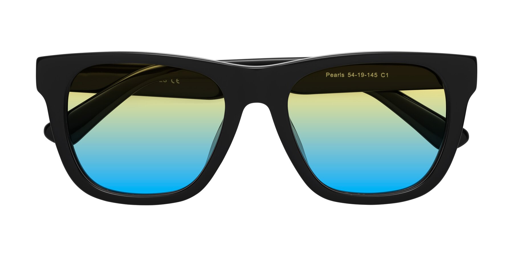 Folded Front of Pearls in Black with Yellow / Blue Gradient Lenses