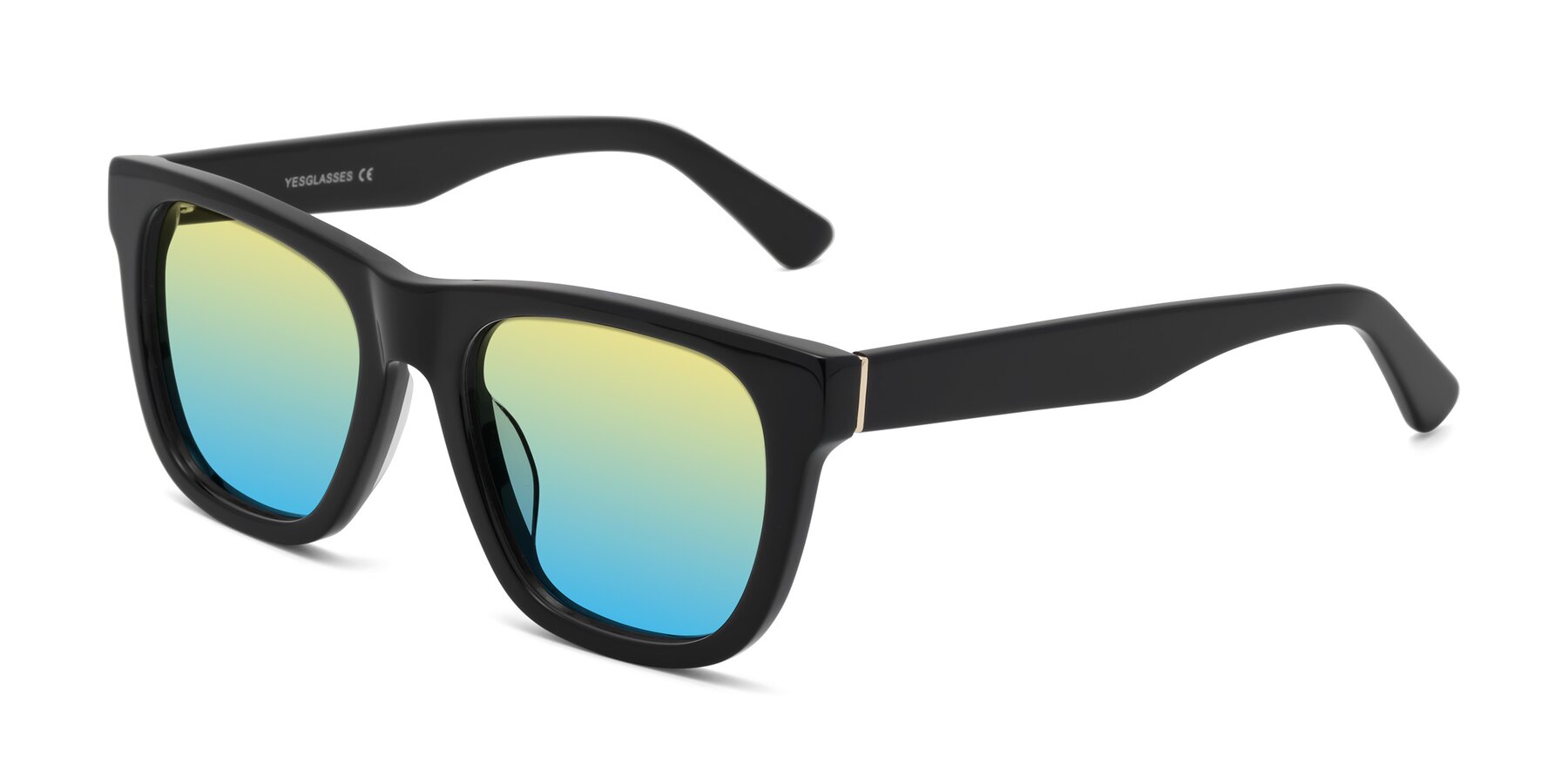 Angle of Pearls in Black with Yellow / Blue Gradient Lenses