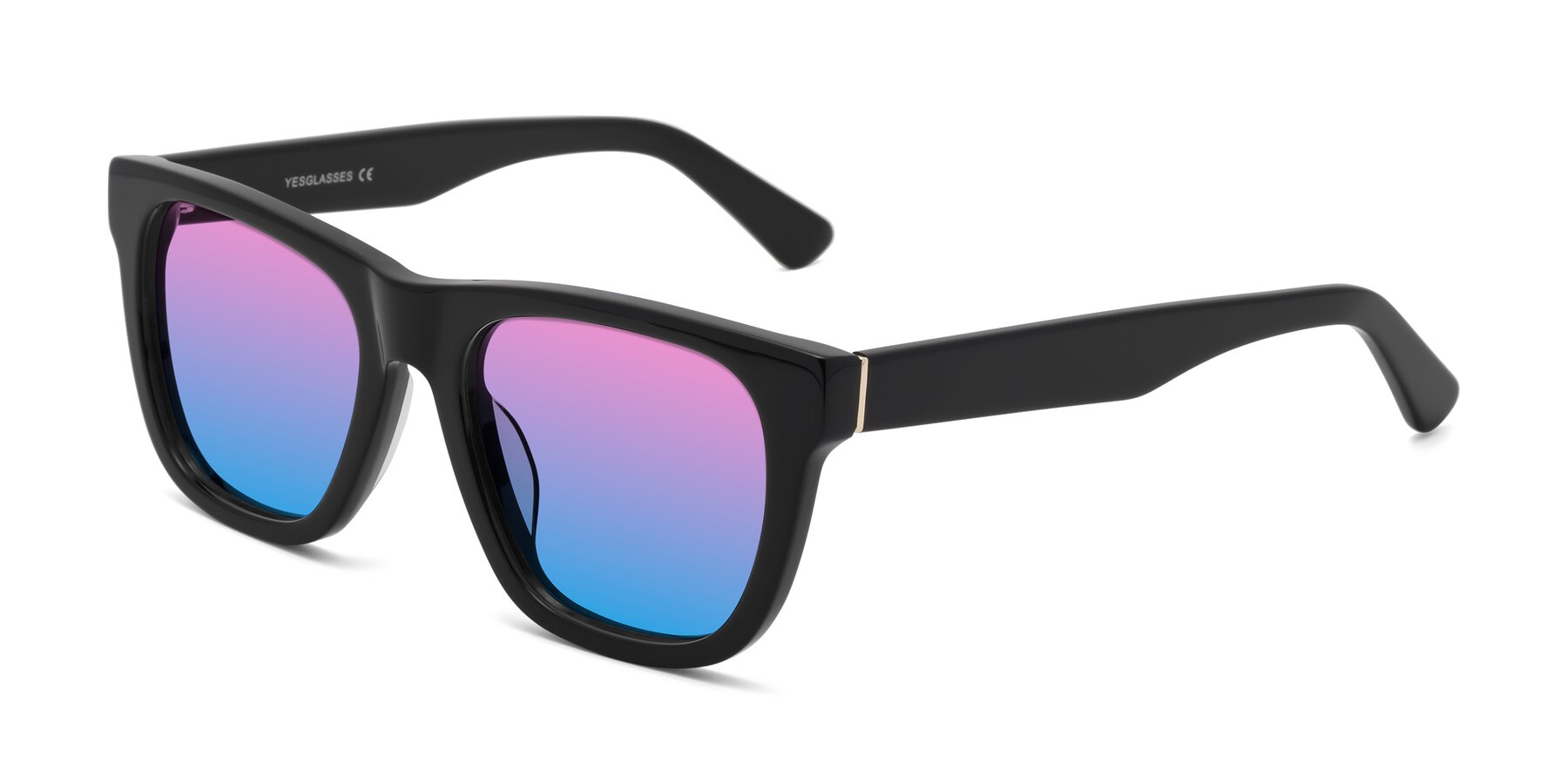 Angle of Pearls in Black with Pink / Blue Gradient Lenses