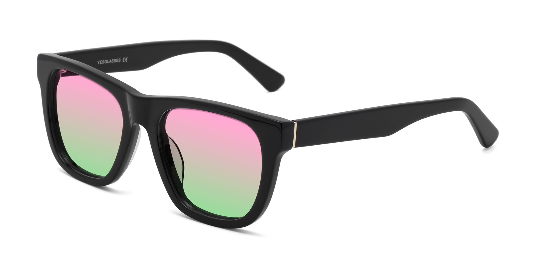 Angle of Pearls in Black with Pink / Green Gradient Lenses