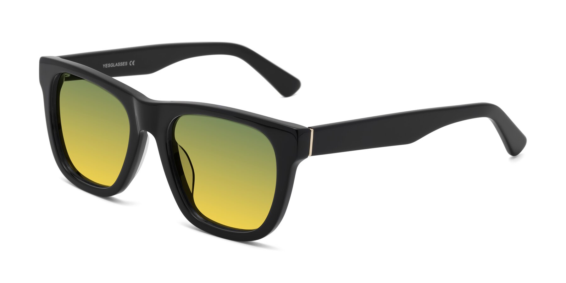 Angle of Pearls in Black with Green / Yellow Gradient Lenses