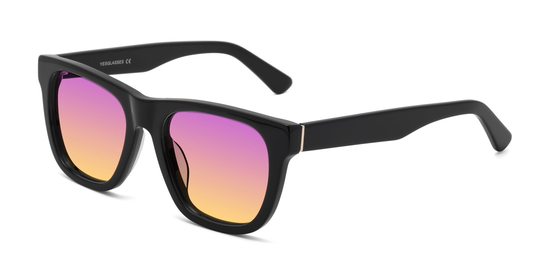 Angle of Pearls in Black with Purple / Yellow Gradient Lenses