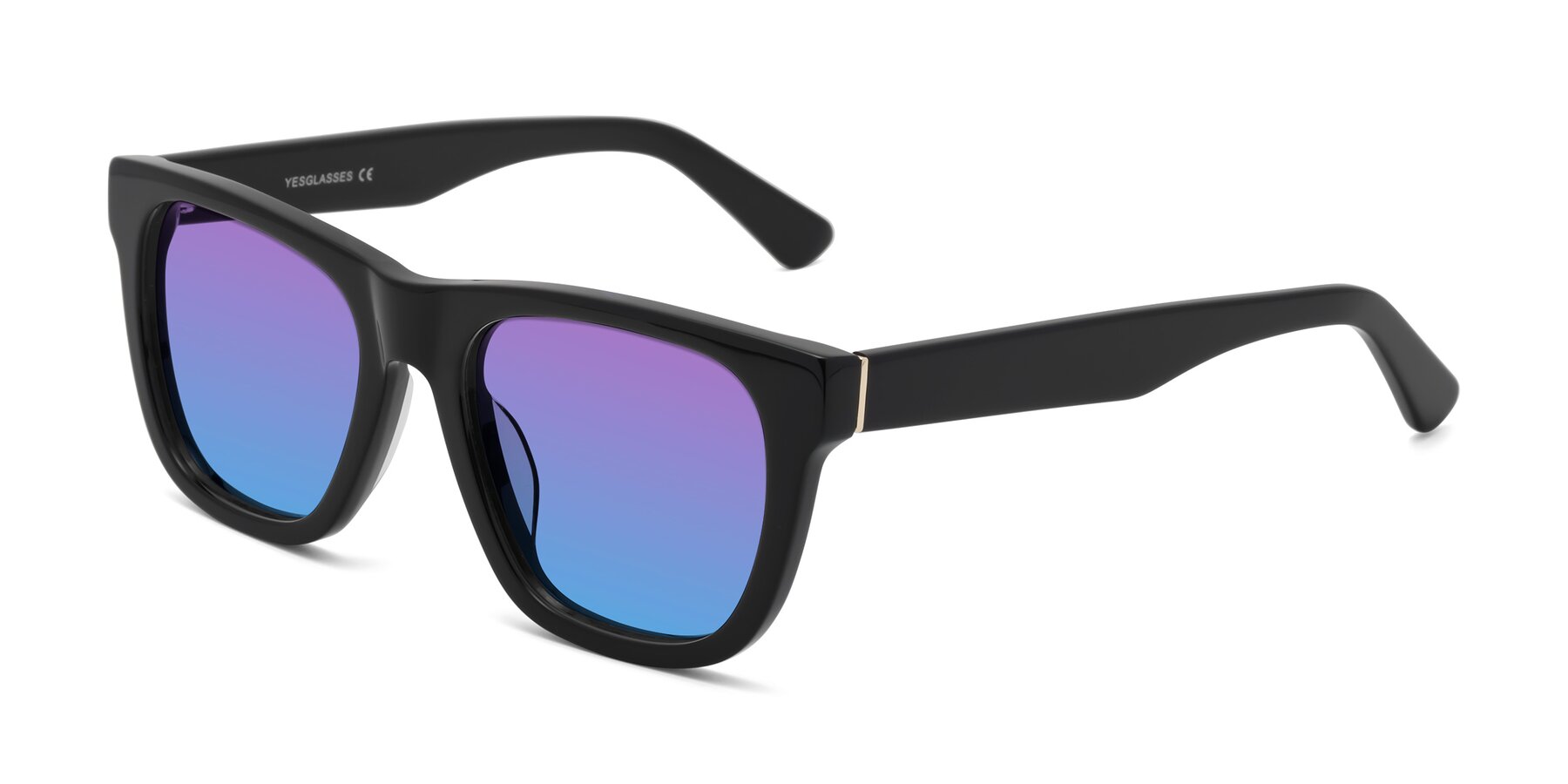 Angle of Pearls in Black with Purple / Blue Gradient Lenses